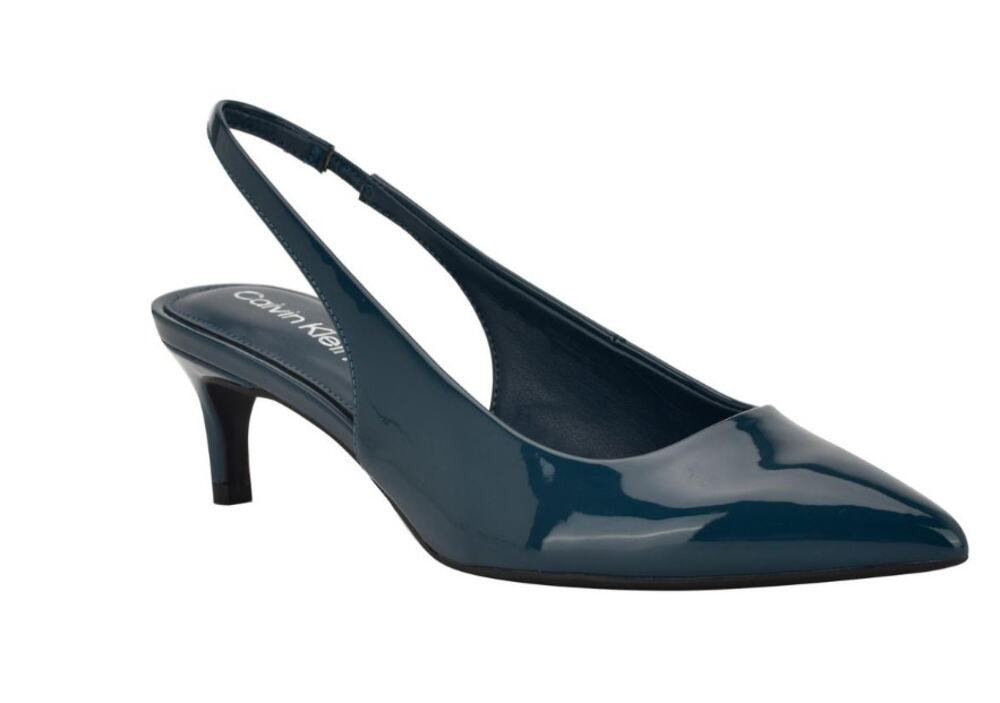 Calvin Klein Kc Dainty Shoes Women's Size 6.5 Dark Green Slingback Kitten Heels